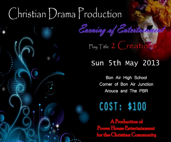 The ticket for my play '2 Creations'. If you're interested, I've got some!